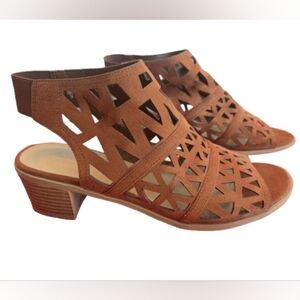 American Eagle Outfitters Brown Cutout Sandals With Block Heel - Size 9.5